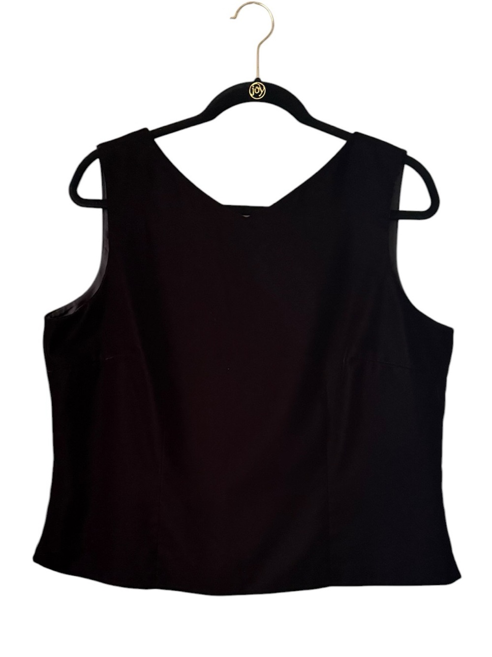 Talbots Velvet Black V-Neck Shell Vintage Vest Size 14 XL Back Buttons